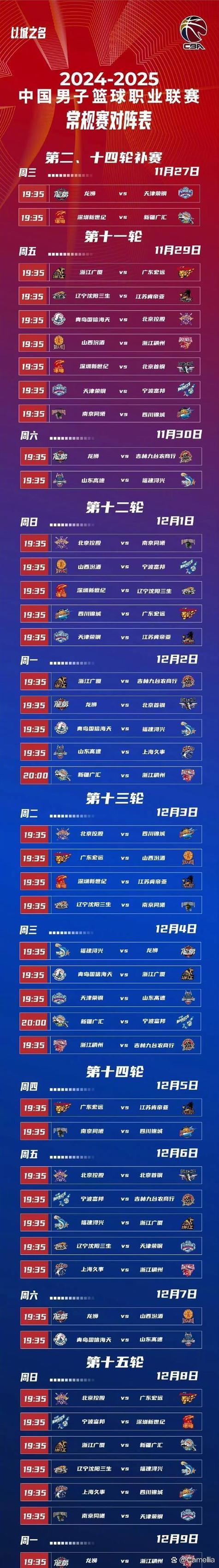 战火重燃！2025-26赛季CBA常规赛江苏男篮赛程出炉！